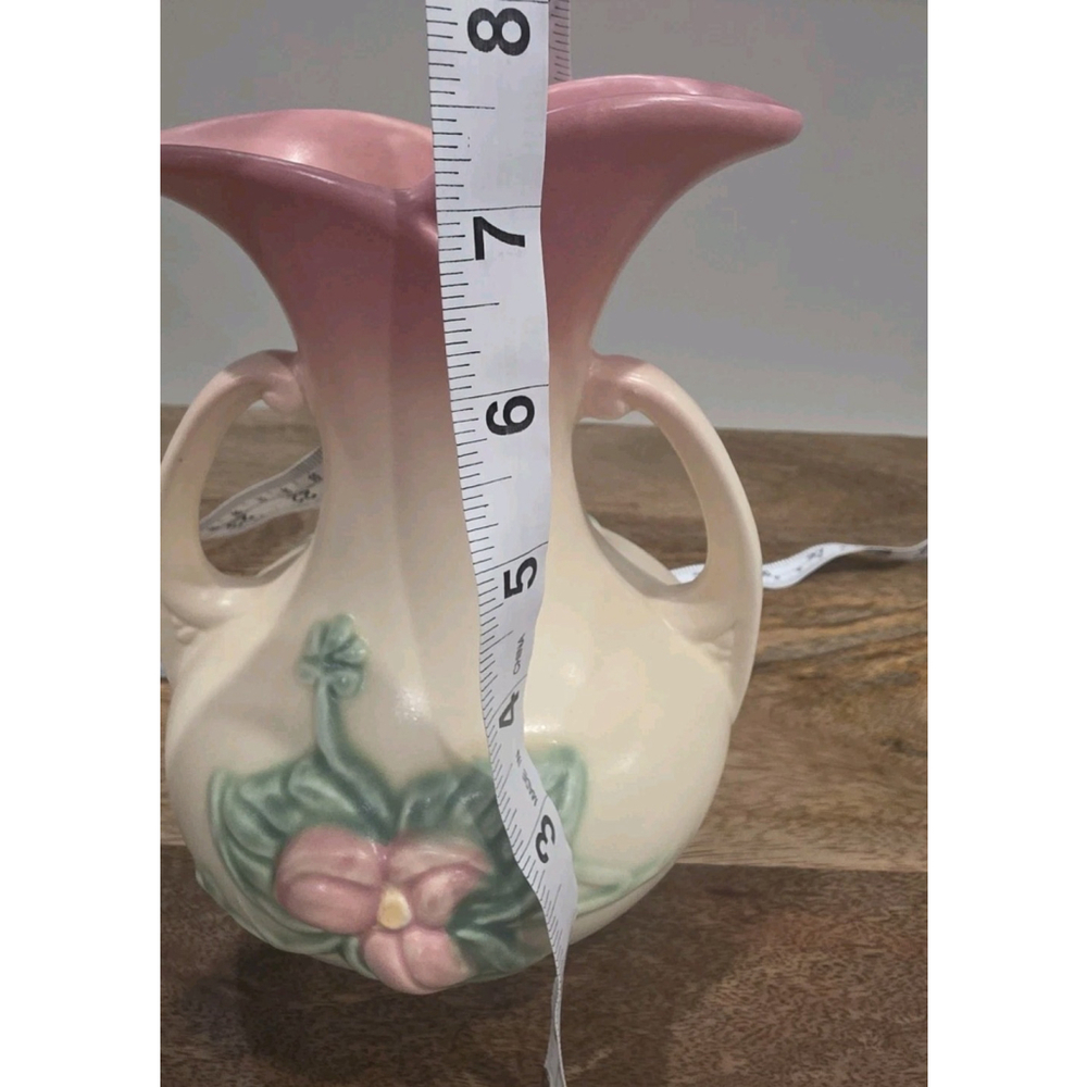 Vintage Hull Pottery Double Handle Pink & Blue WILDFLOWER Vase W8 - 7 ½ - Picture 8 of 8